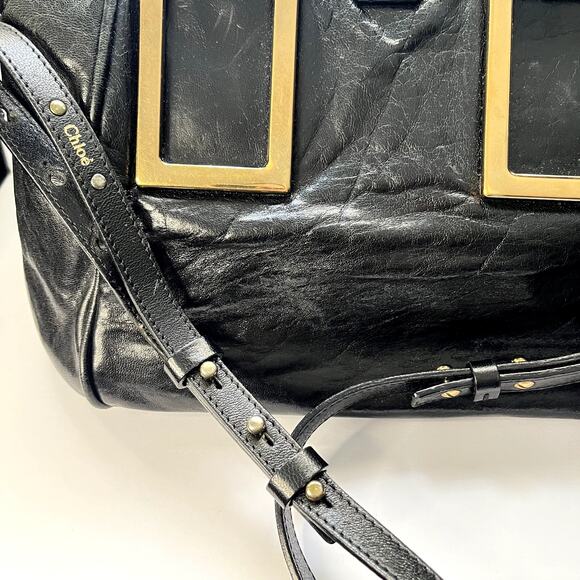 Chloe Ethel Black and Gold Satchel - Picture 10 of 12